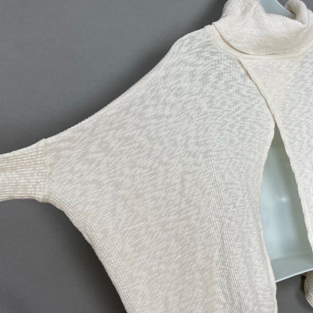 Free People Beach Sweater World Traveler Split Back Dolman Fitted Sleeves XS Top - Picture 10 of 11
